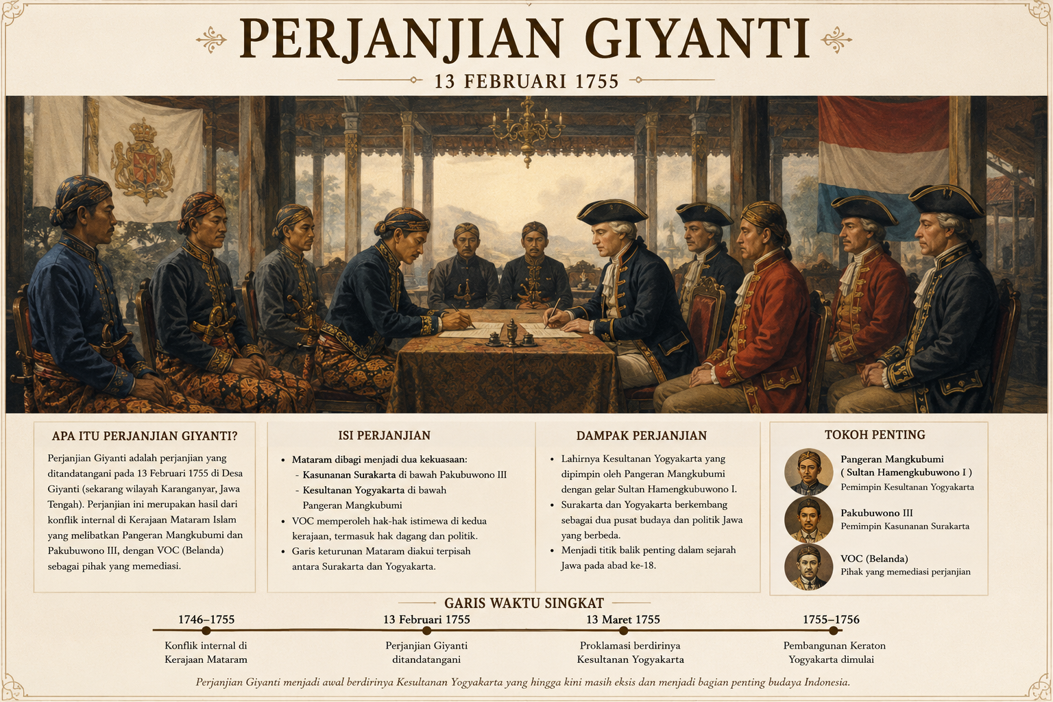 Ilustrasi sejarah Perjanjian Giyanti
